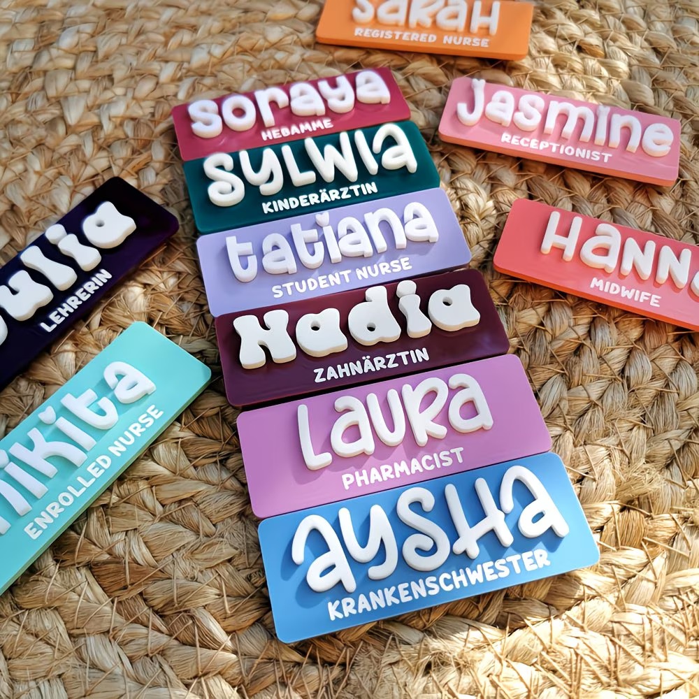 Embroidery Texture - Spille Personalizzate con Nome in Acrilico,