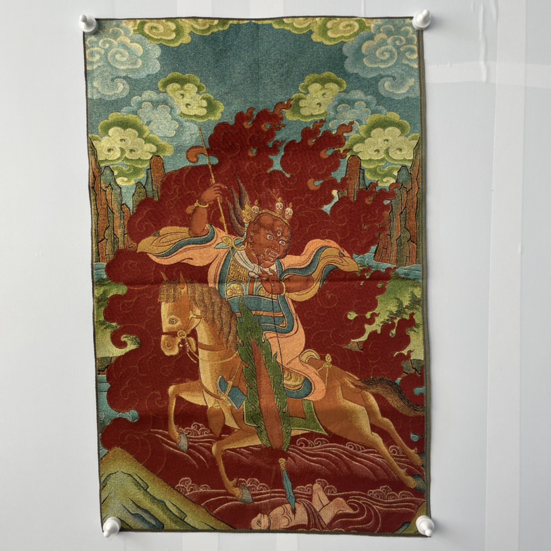Embroidery Horse - Thangka da appendere in seta ricamata,