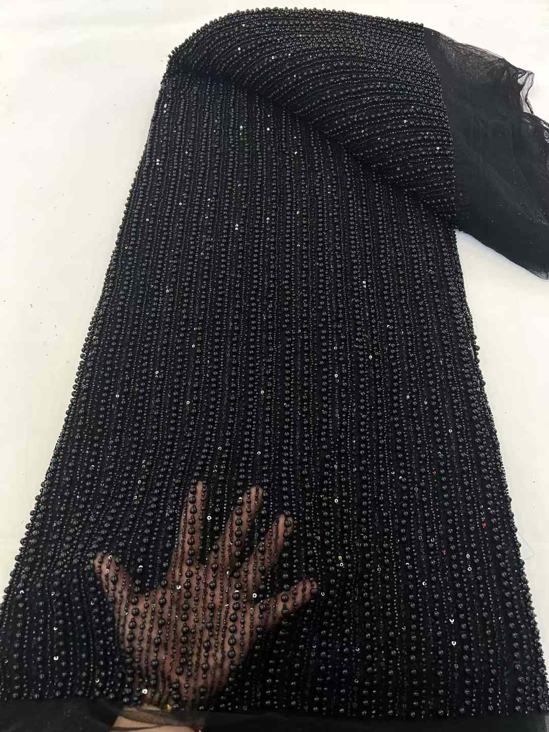 Embroidery Net Dress - Tessuto ricamato laser con perline pesanti