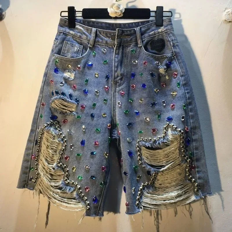 Embroidery Jeans Sakura - 2025 Pantaloni corti estivi Jeans a
