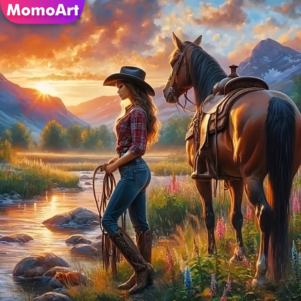Embroidery Horse - Momoart Ricamo Diamantato Ritratto Donna Cavallo
