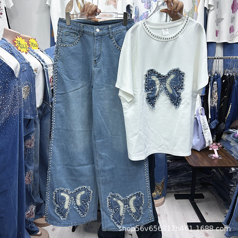 Embroidery Jeans Sakura - T-shirt a maniche corte bianca con