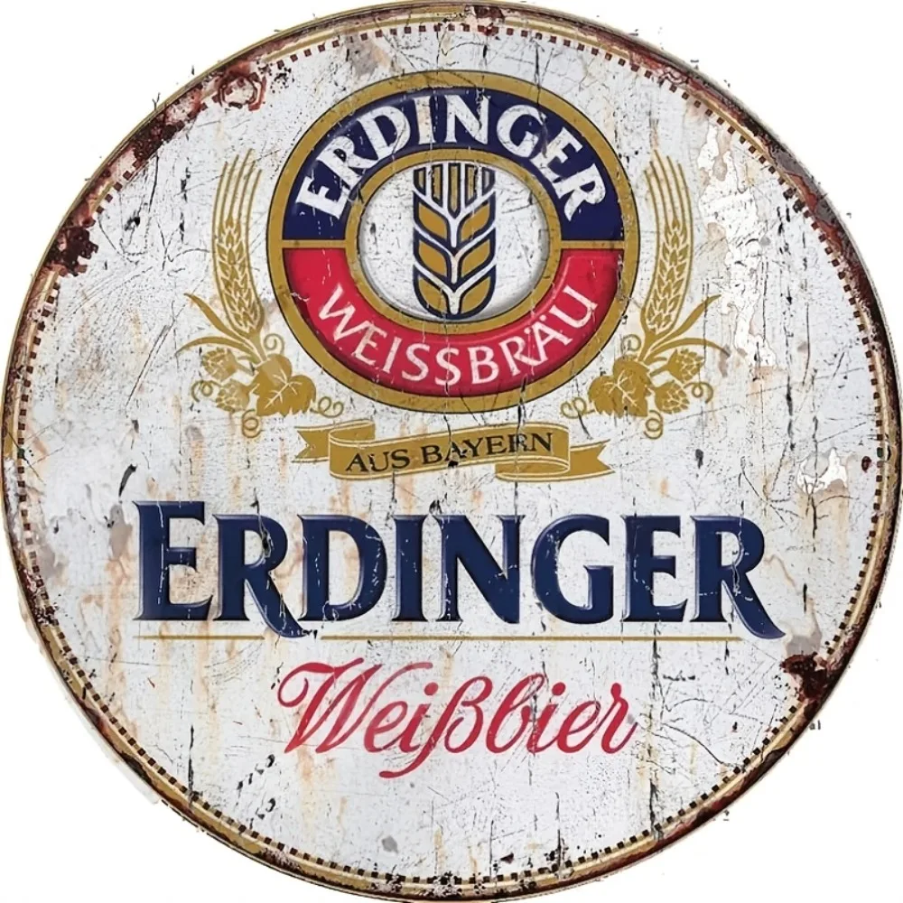 Embroidery Water - Targa in alluminio rotonda vintage Erdinger