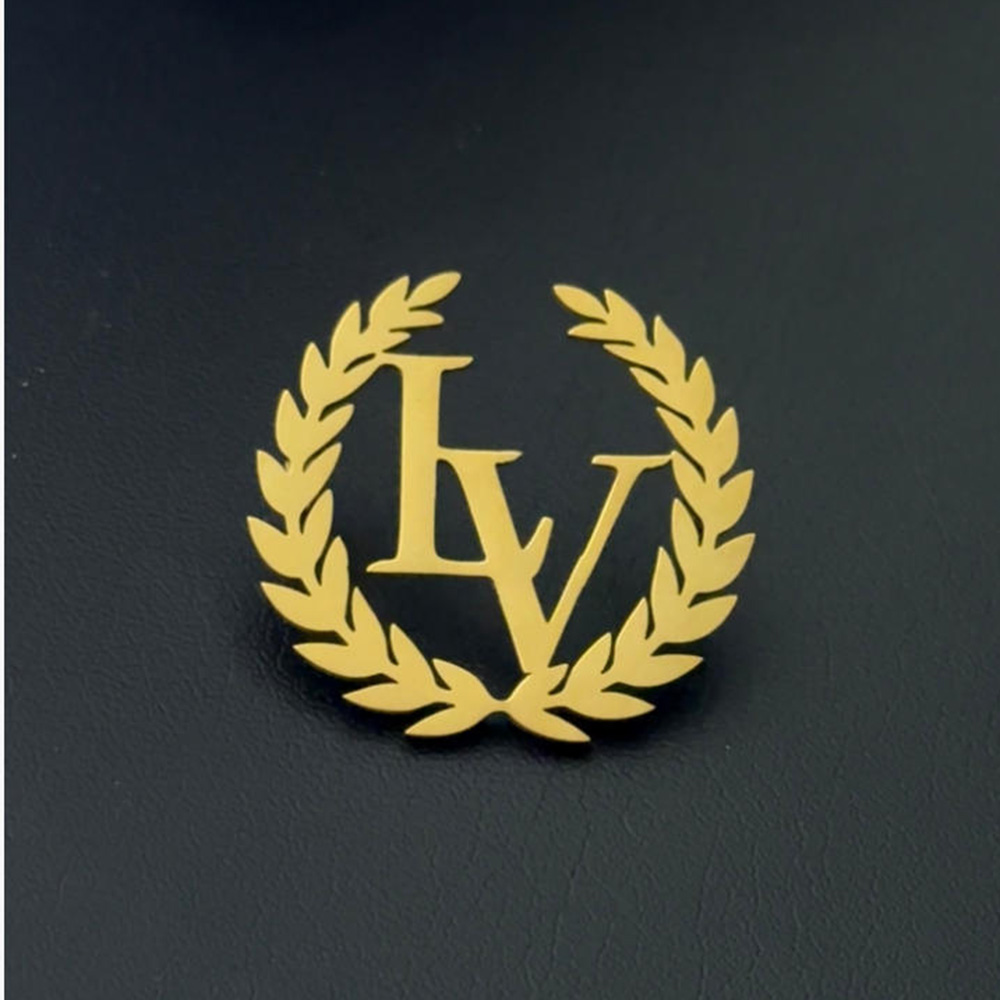 Embroidery Initials - Spilla personalizzata, spilla con fiore d'ulivo,