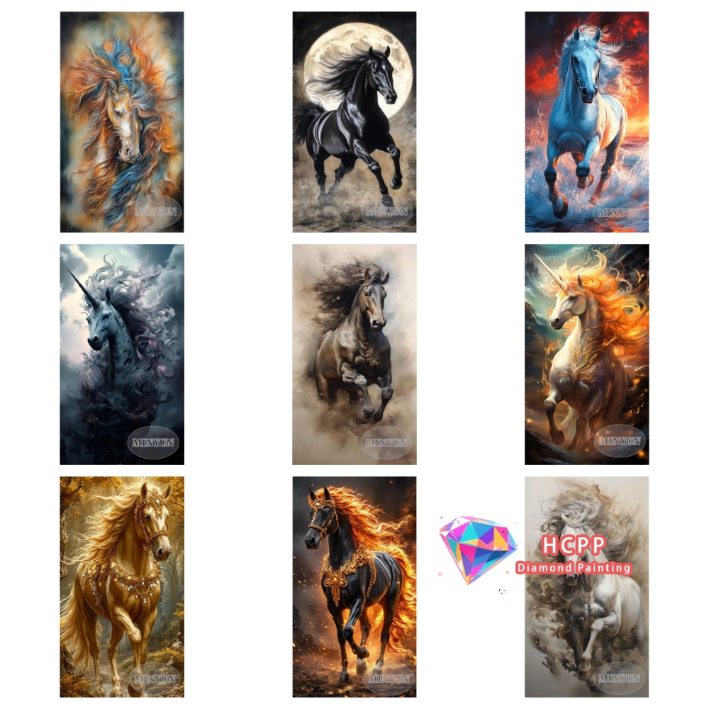 Embroidery Horse - Kit Pittura Diamante Unicorno Cavallo, Diamanti
