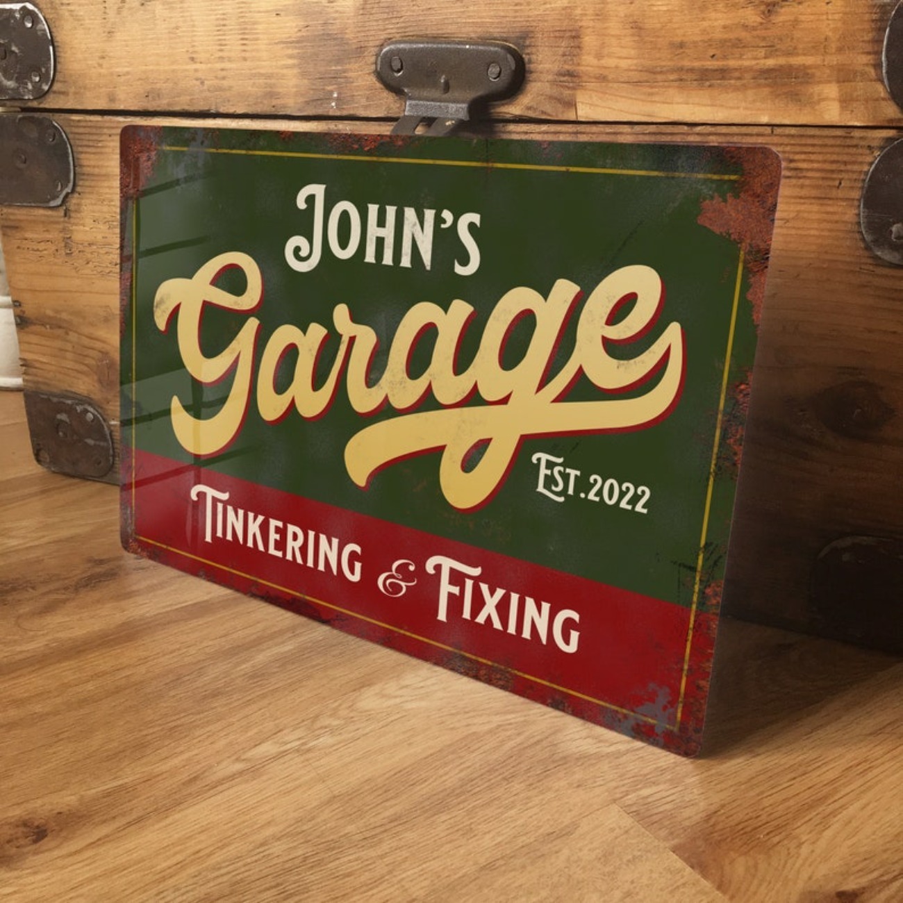 Embroidery Water - Targa in metallo per garage personalizzata