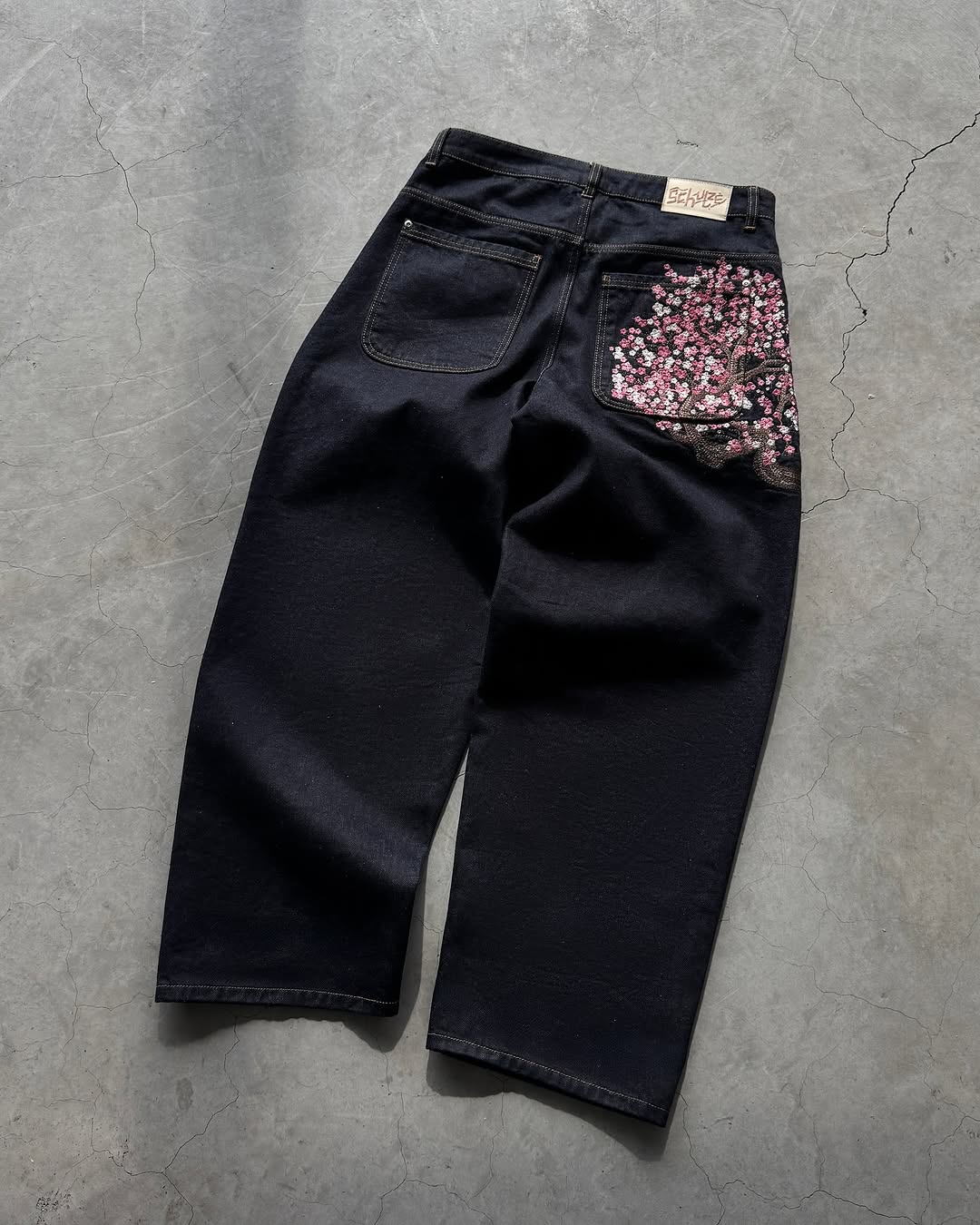 Embroidery Jeans Sakura - Jeans da Uomo con Ricamo Sakura,