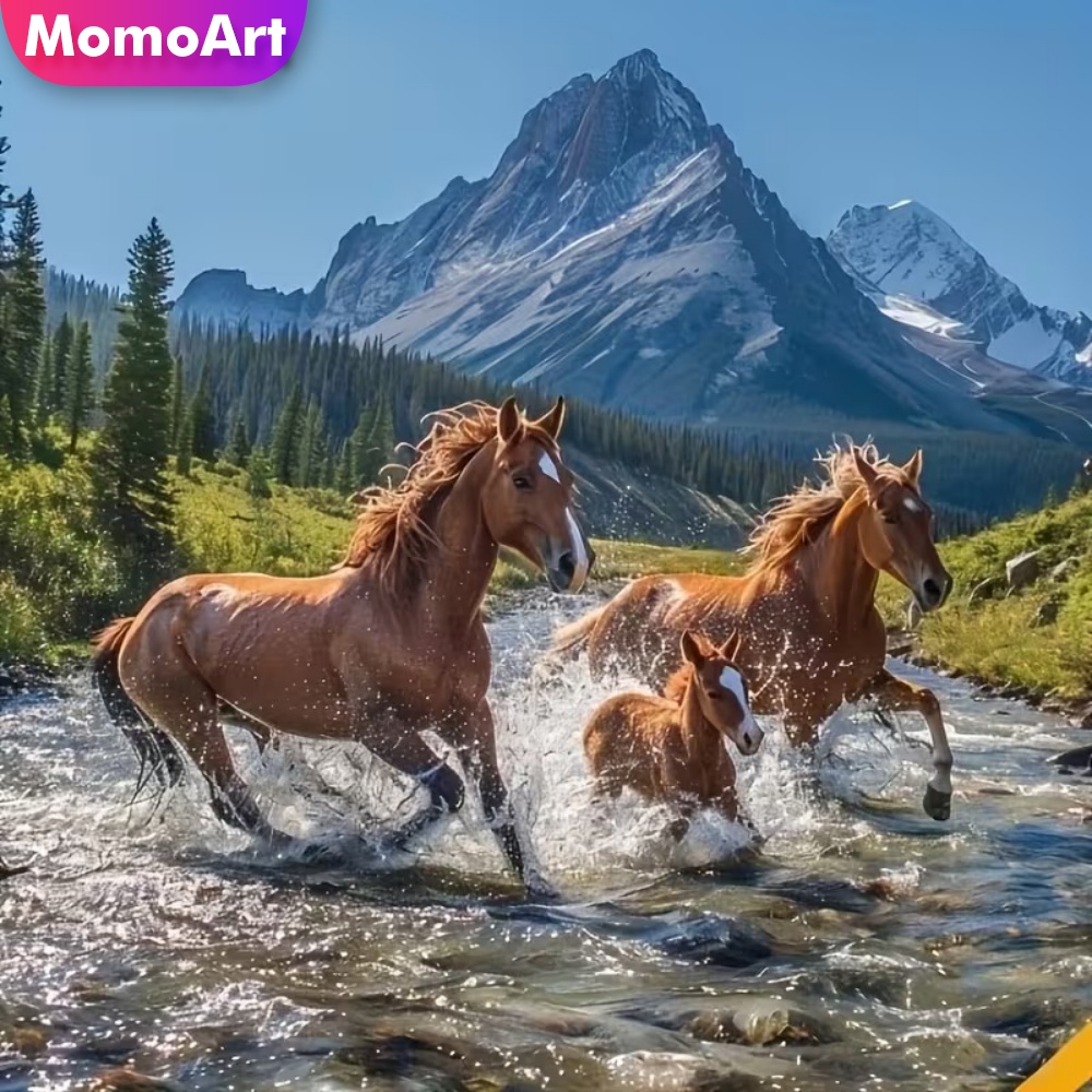 Embroidery Horse - Momoart 5D DIY Pittura Diamantata Cavallo,
