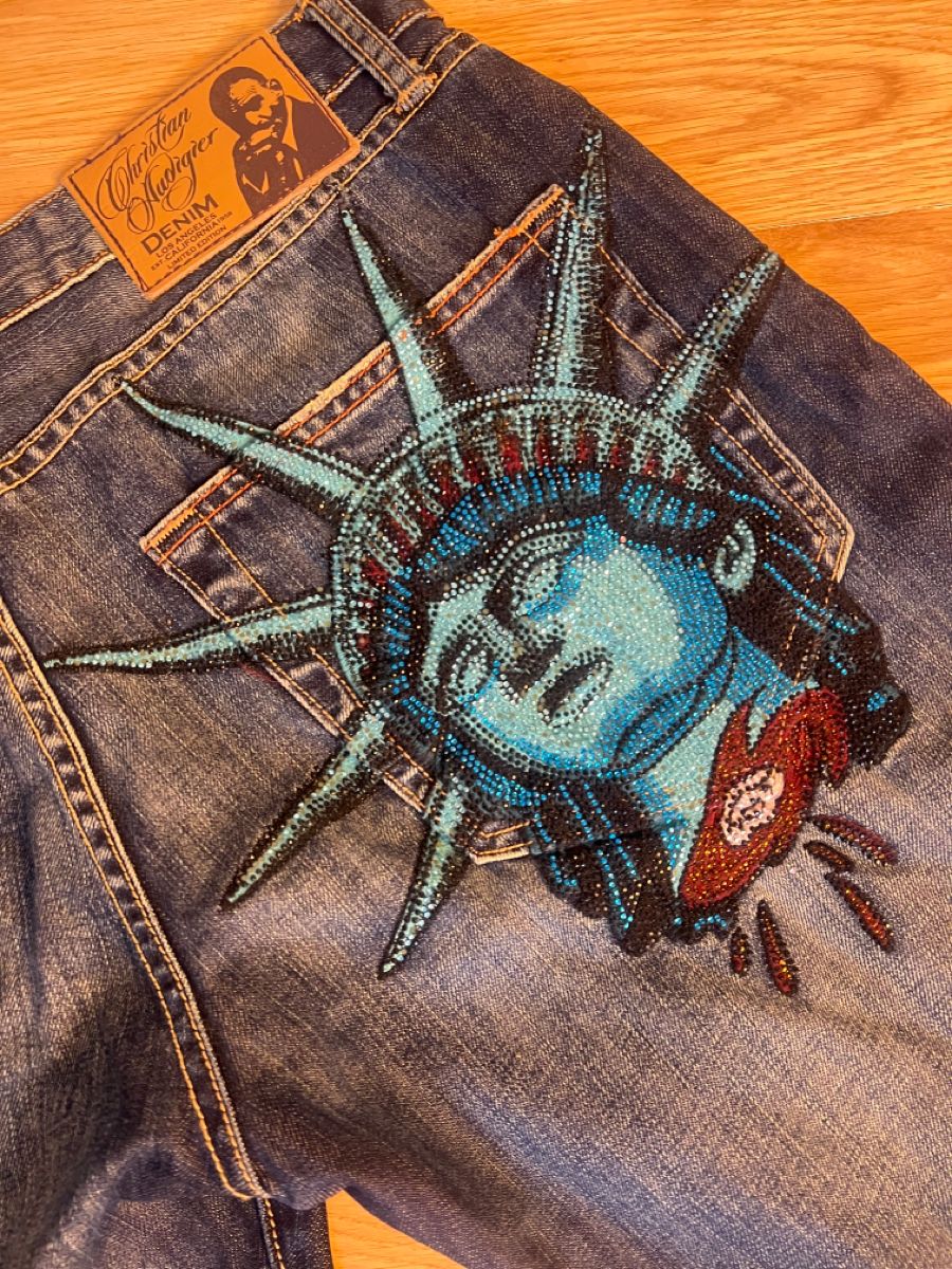 Y2k anni 2000 Statua della Lib - Embroidery Jeans Sakura recensione e prezzo