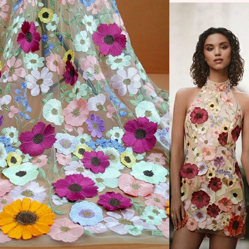 Tessuto di pizzo colorato fior - Embroidery Net Dress recensione e prezzo